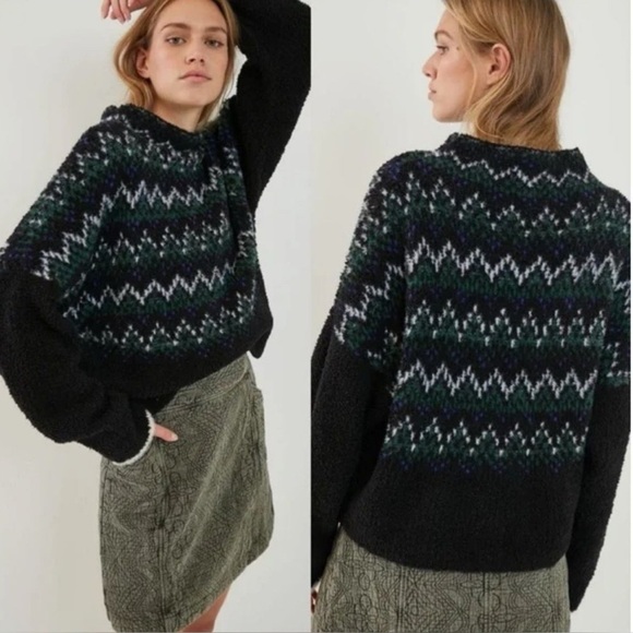 Pilcro Selene Fair Isle Mock Neck Pullover Sweater - Picture 1 of 10